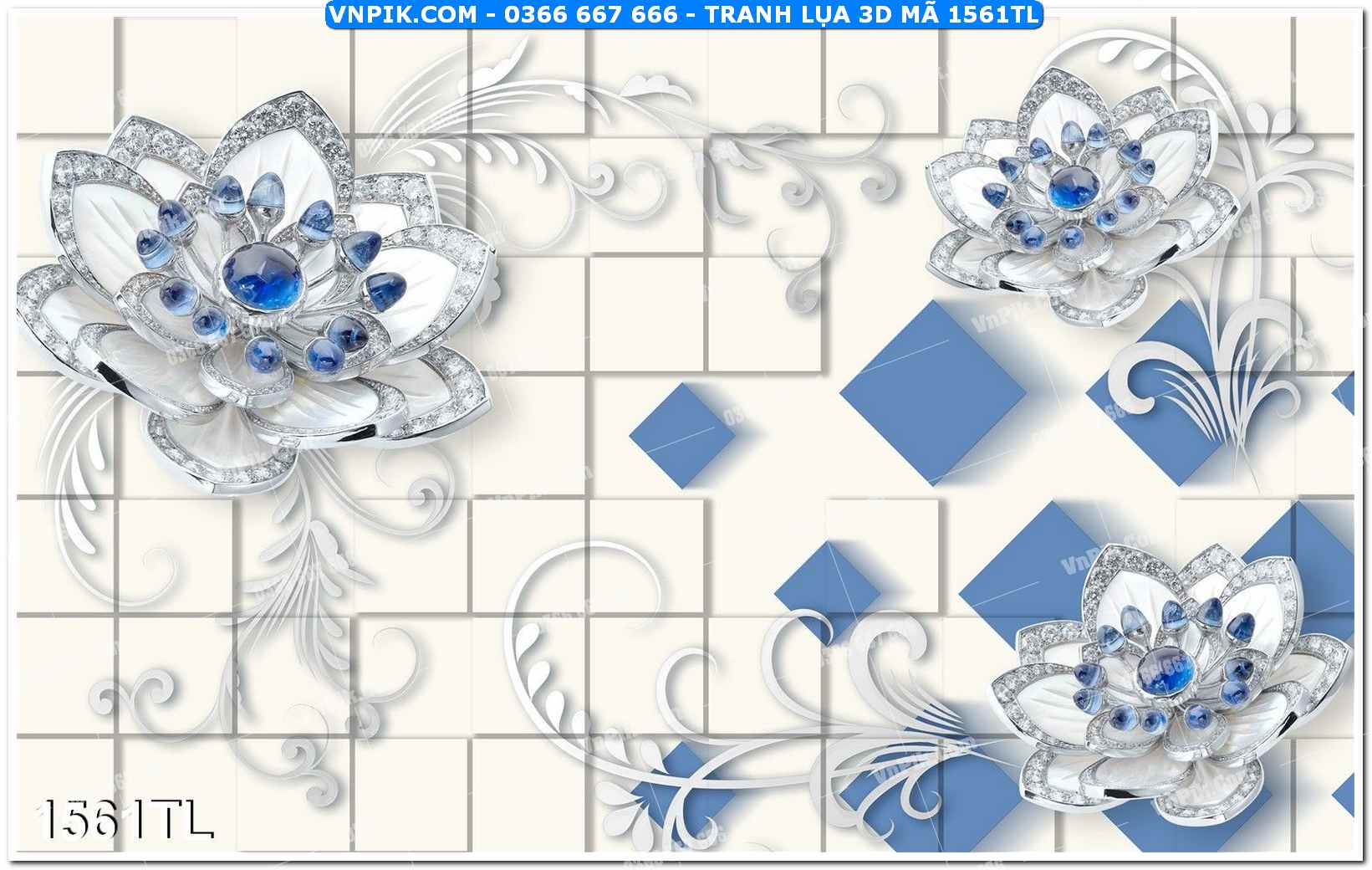 Tranh lụa 3D – Tranh trang trí dán tường 1561TL