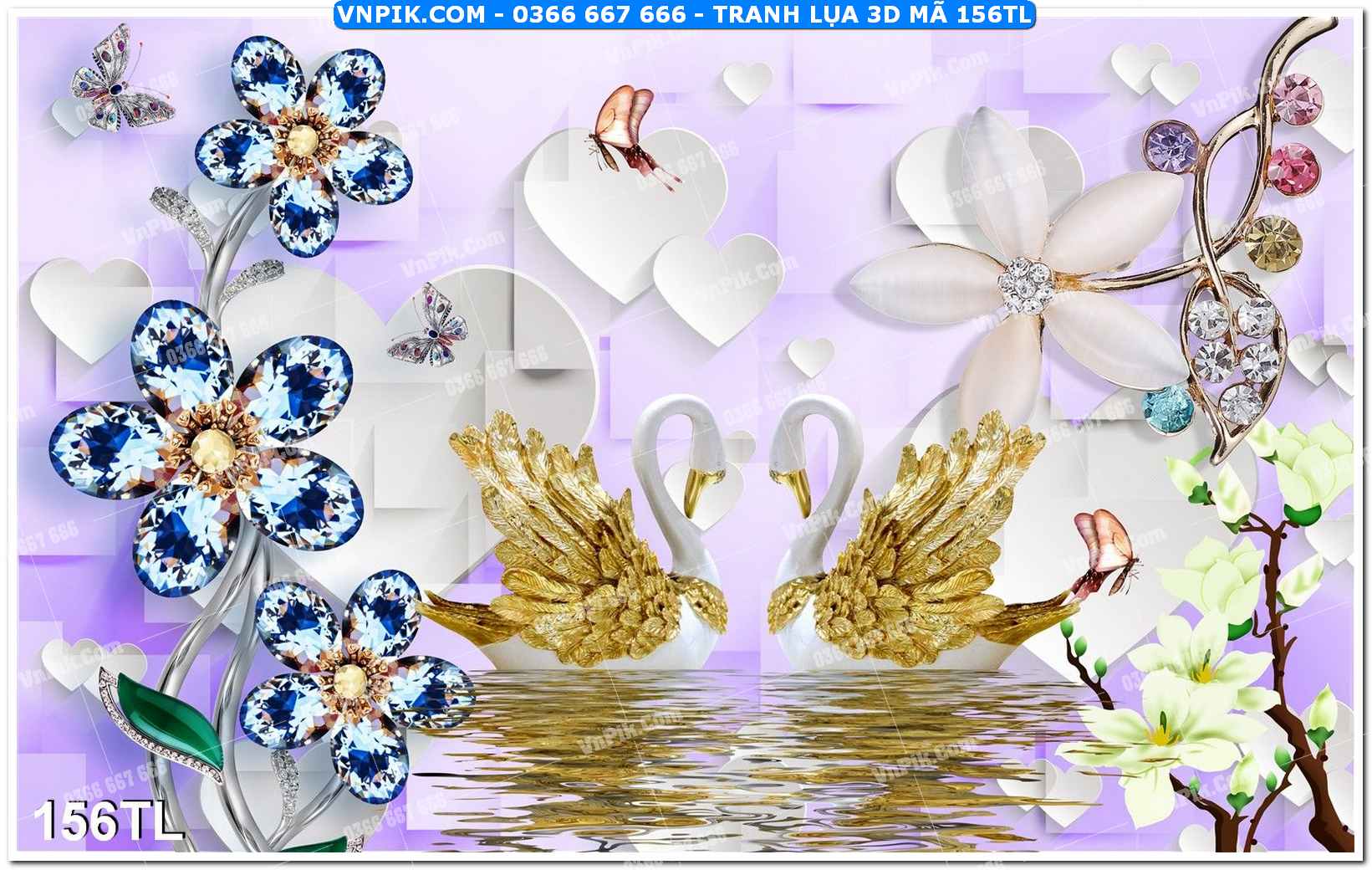 Tranh lụa 3D – Tranh trang trí dán tường 156TL