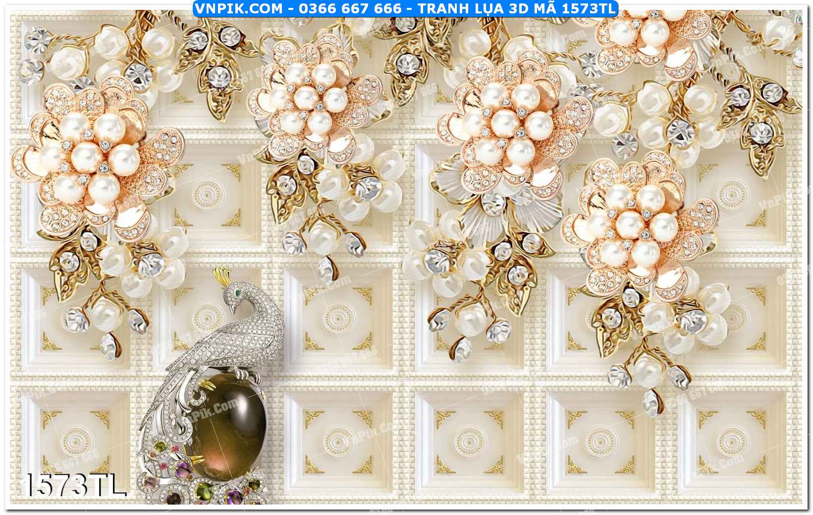 Tranh lụa 3D – Tranh trang trí dán tường 1573TL