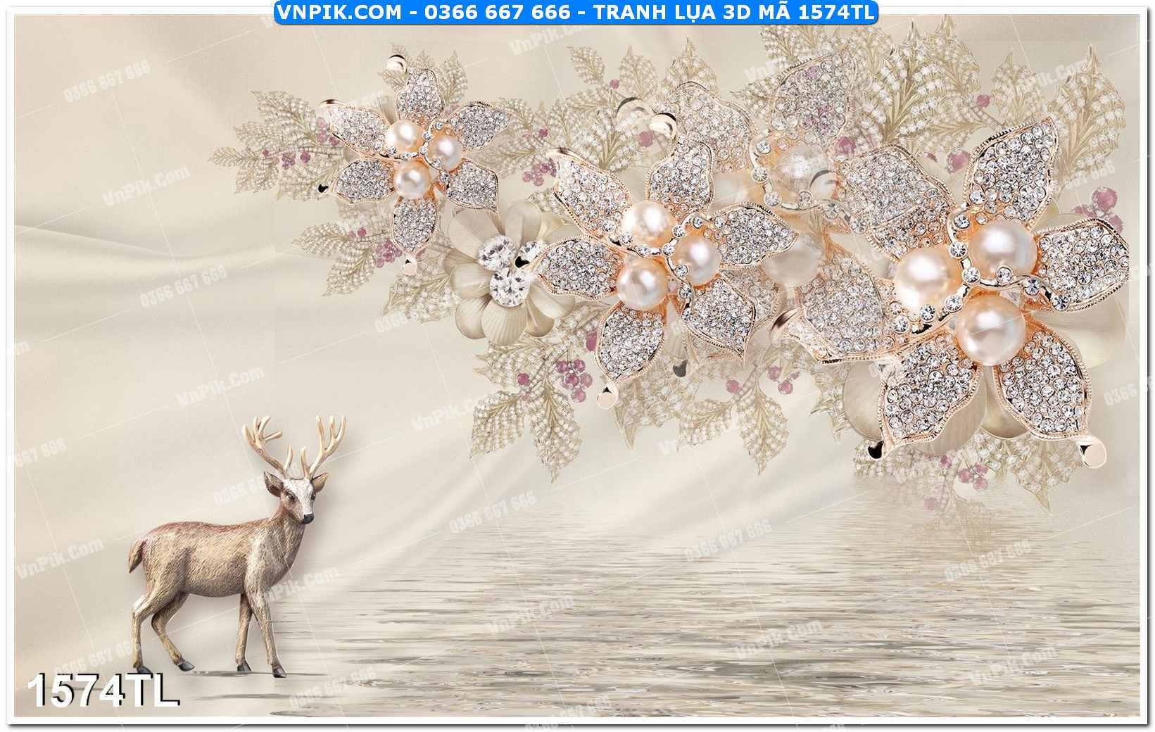 Tranh lụa 3D – Tranh trang trí dán tường 1574TL