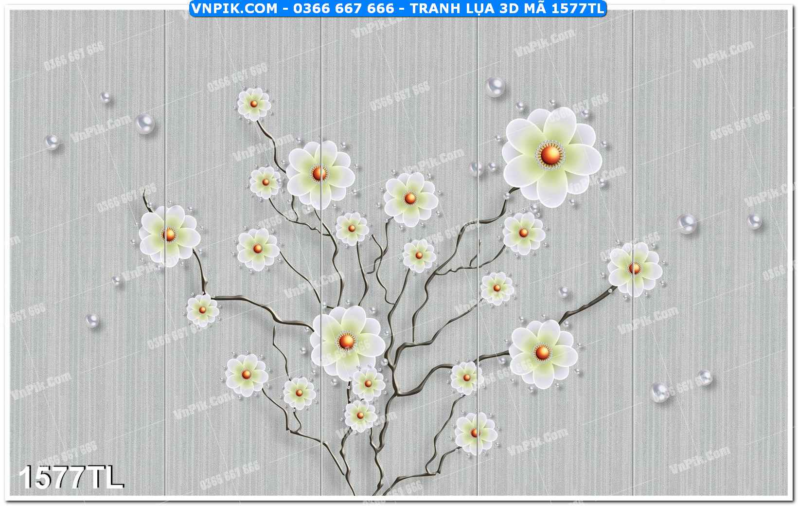 Tranh lụa 3D – Tranh trang trí dán tường 1577TL