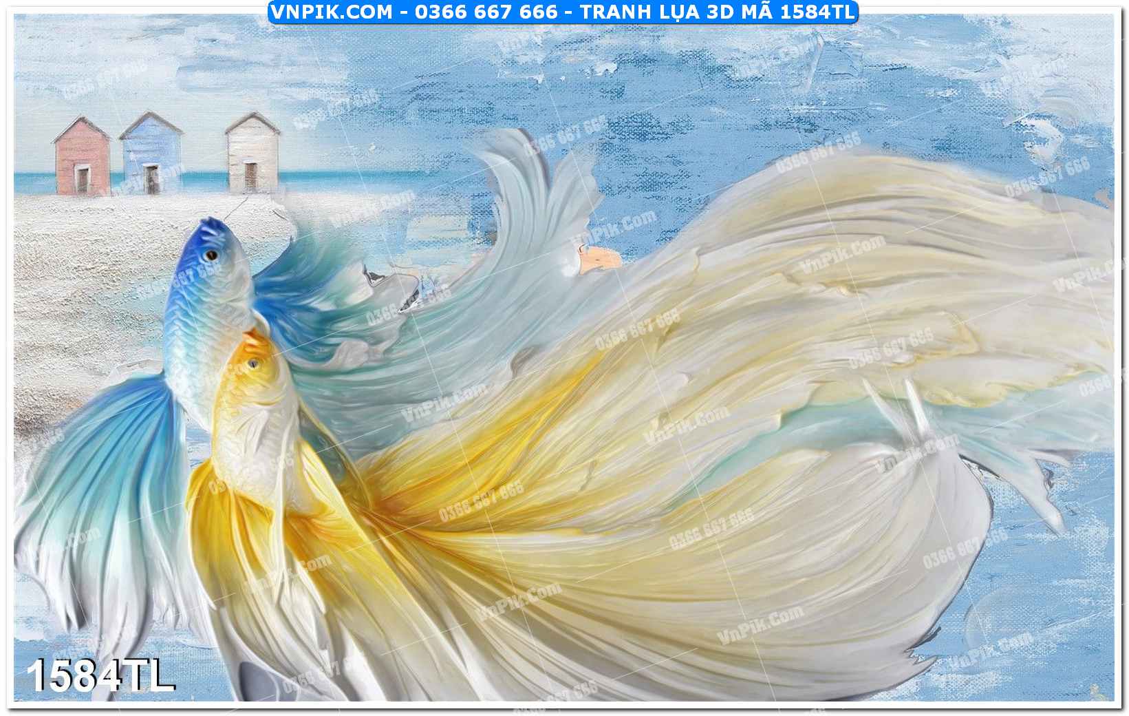 Tranh lụa 3D – Tranh trang trí dán tường 1584TL