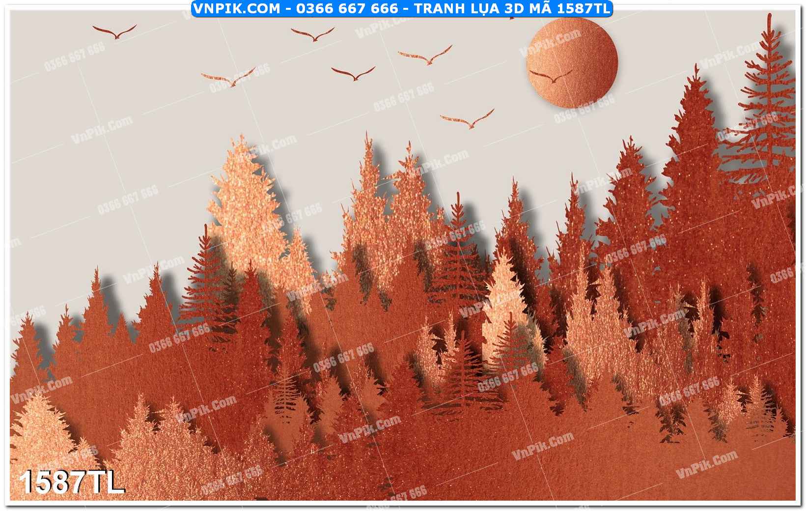 Tranh lụa 3D – Tranh trang trí dán tường 1587TL