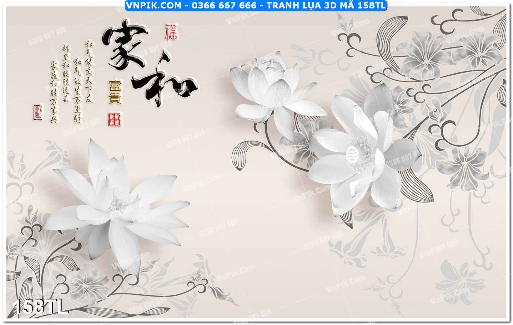 Tranh lụa 3D – Tranh trang trí dán tường 158TL