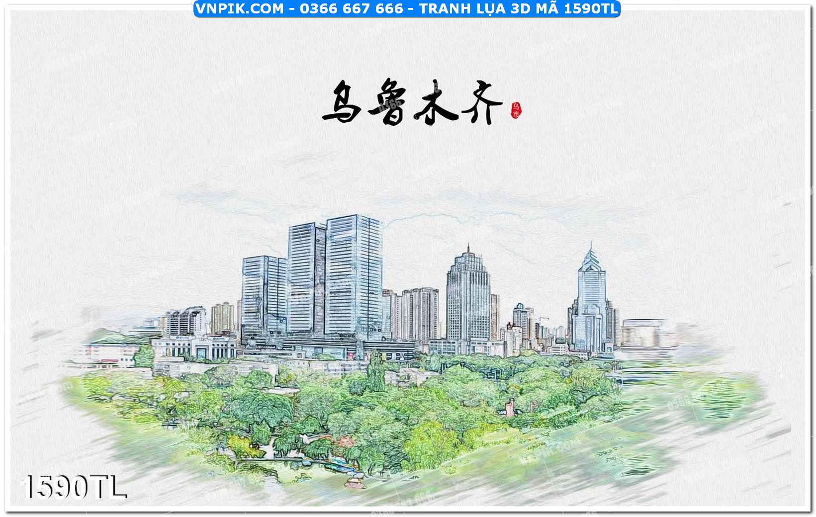 Tranh lụa 3D – Tranh trang trí dán tường 1590TL