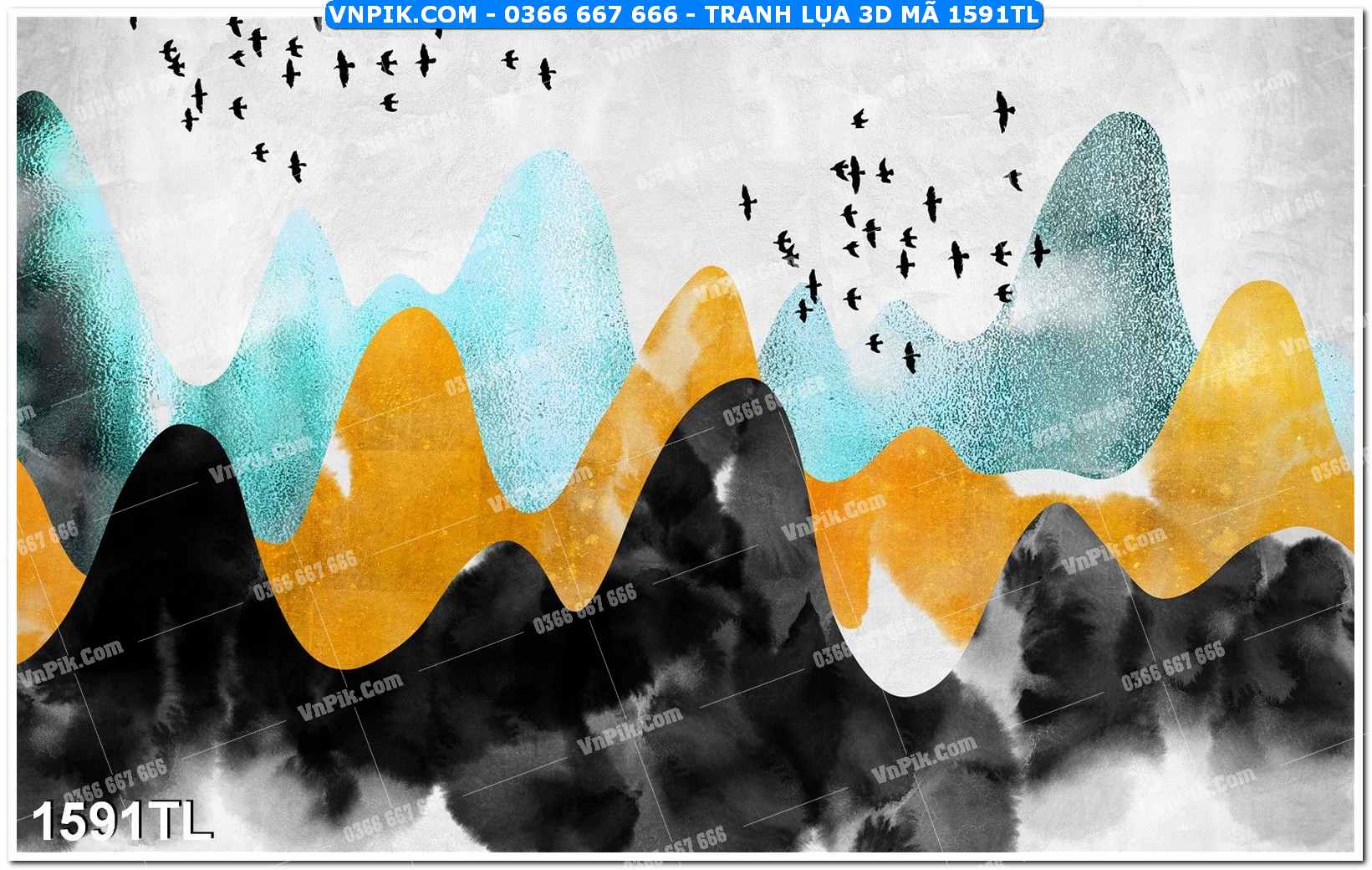 Tranh lụa 3D – Tranh trang trí dán tường 1591TL