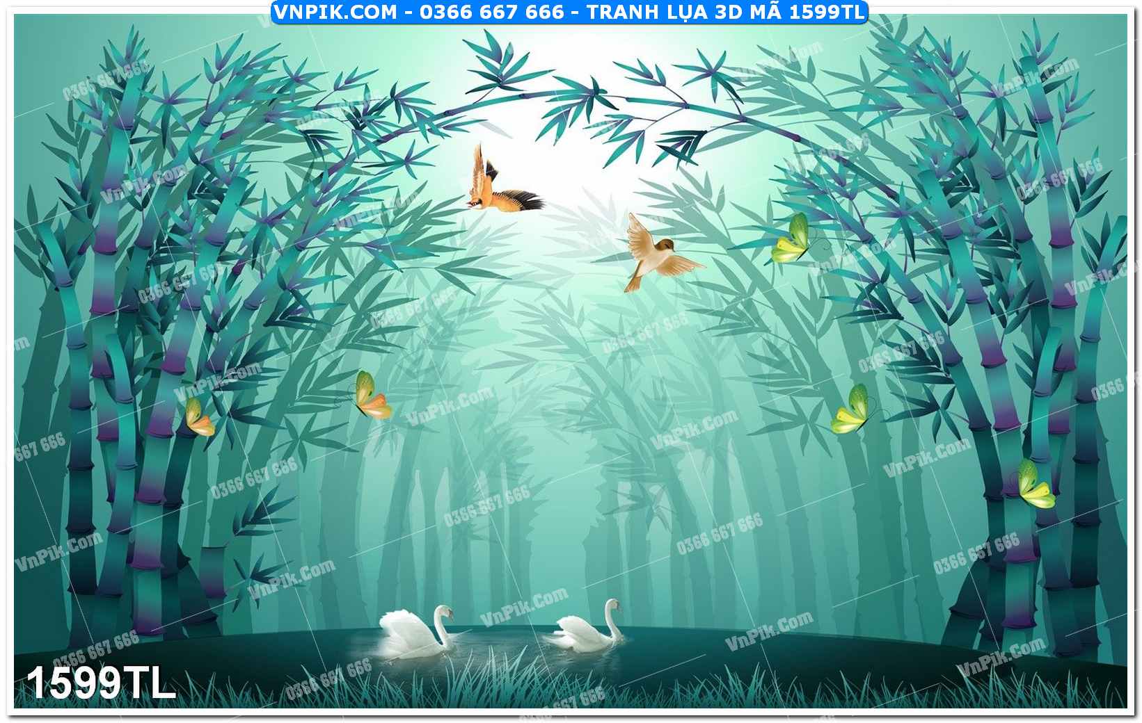 Tranh lụa 3D – Tranh trang trí dán tường 1599TL