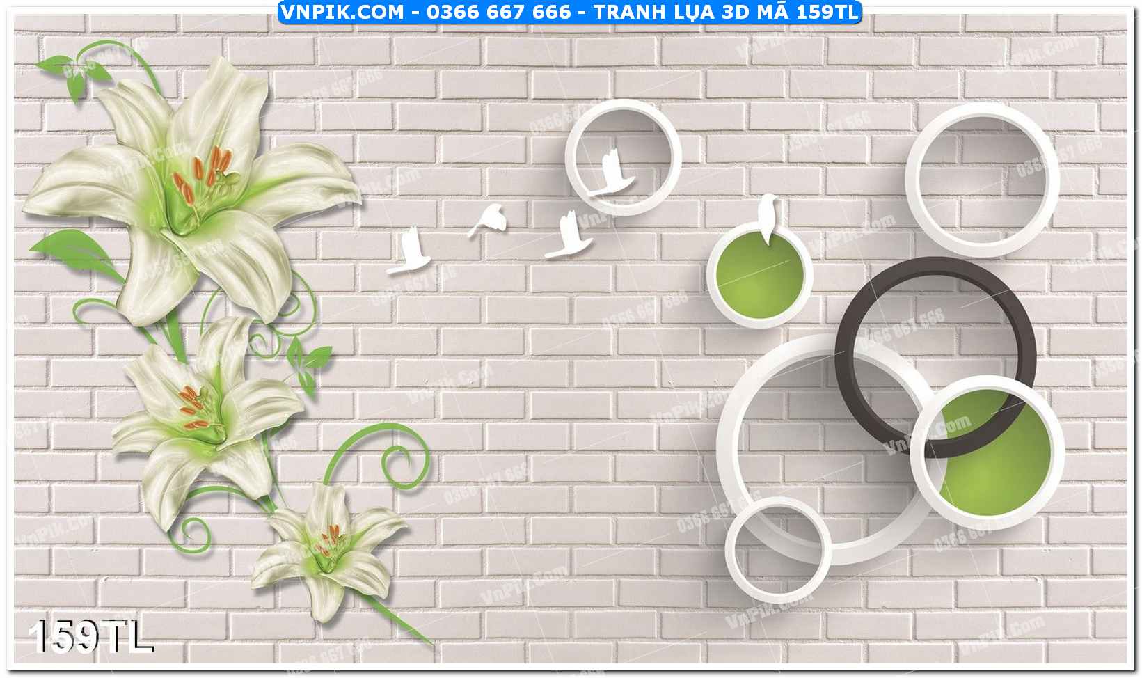 Tranh lụa 3D – Tranh trang trí dán tường 159TL