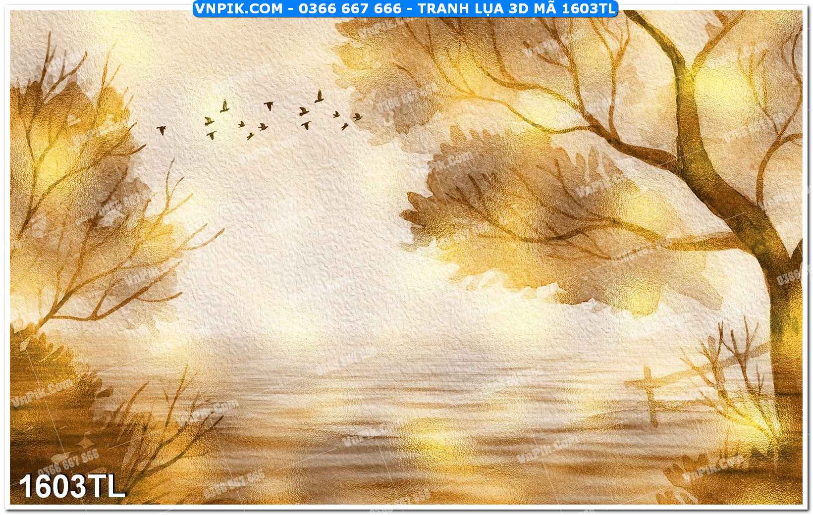 Tranh lụa 3D – Tranh trang trí dán tường 1603TL