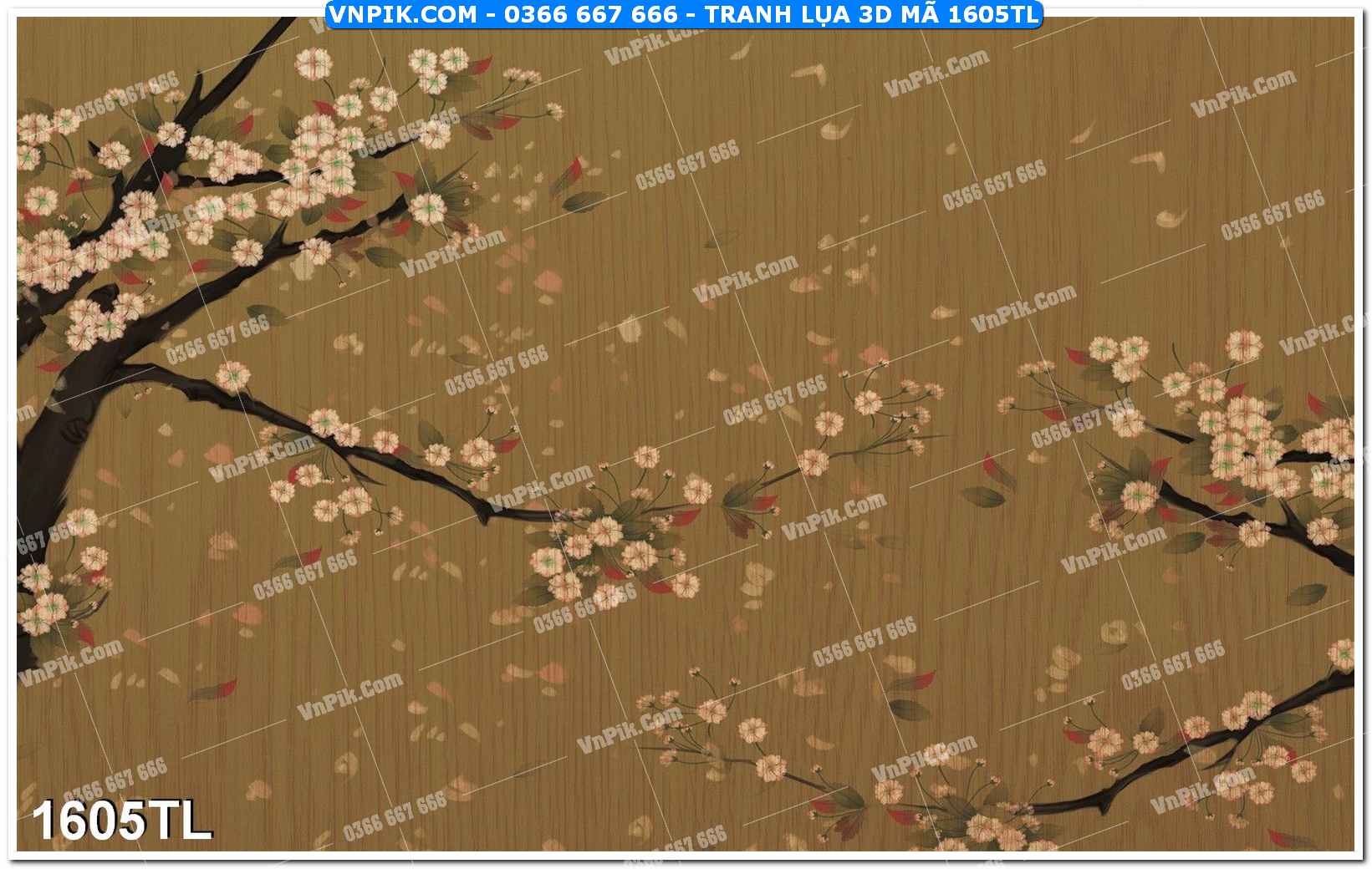 Tranh lụa 3D – Tranh trang trí dán tường 1605TL