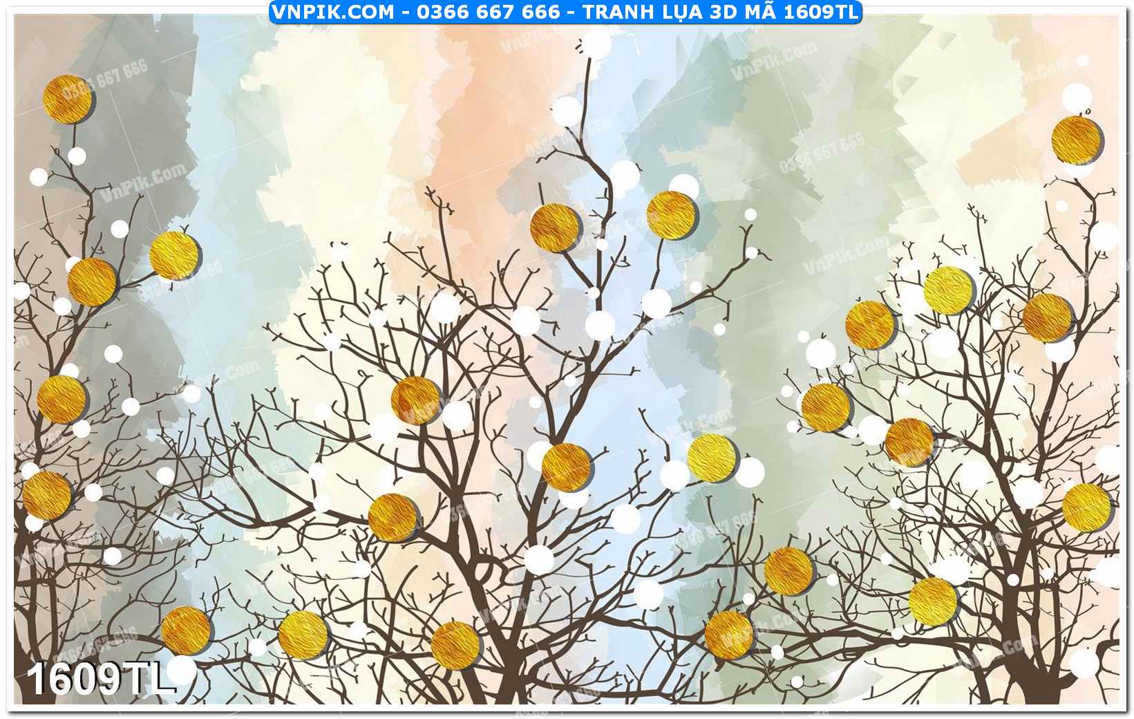 Tranh lụa 3D – Tranh trang trí dán tường 1609TL