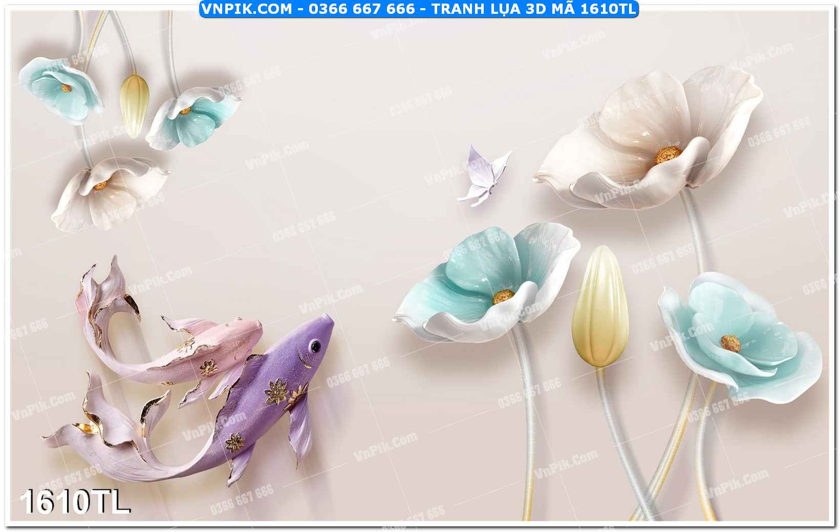 Tranh lụa 3D – Tranh trang trí dán tường 1610TL