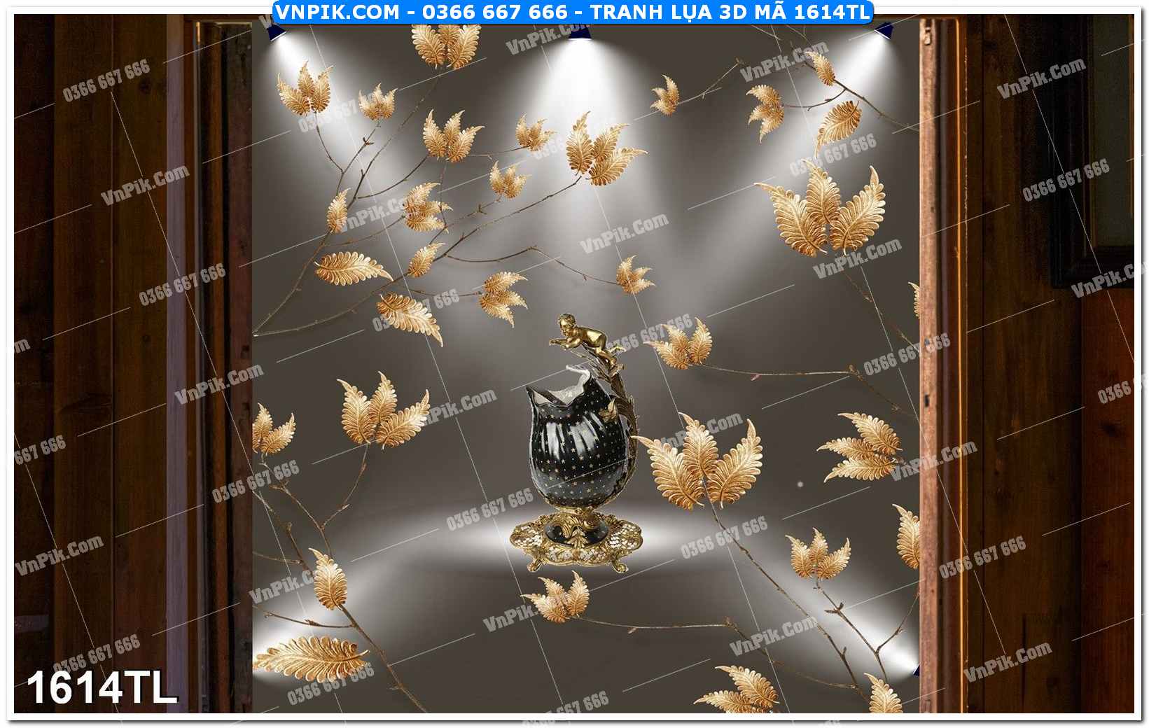 Tranh lụa 3D – Tranh trang trí dán tường 1614TL