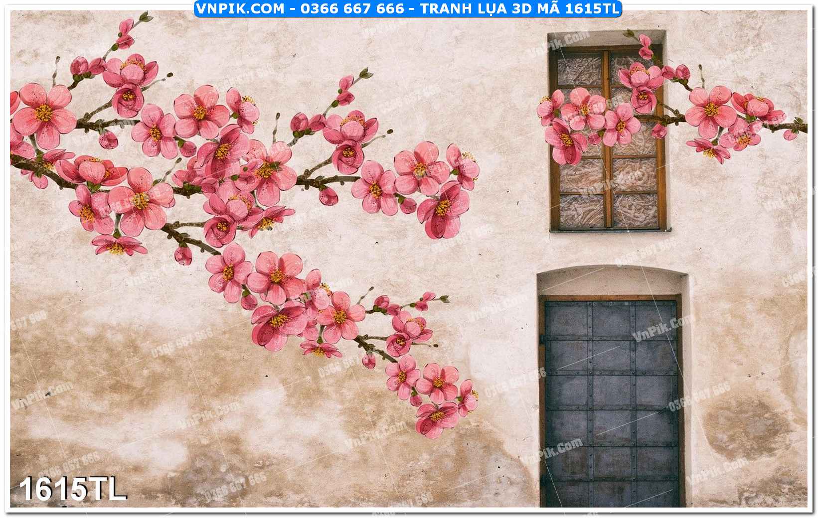 Tranh lụa 3D – Tranh trang trí dán tường 1615TL