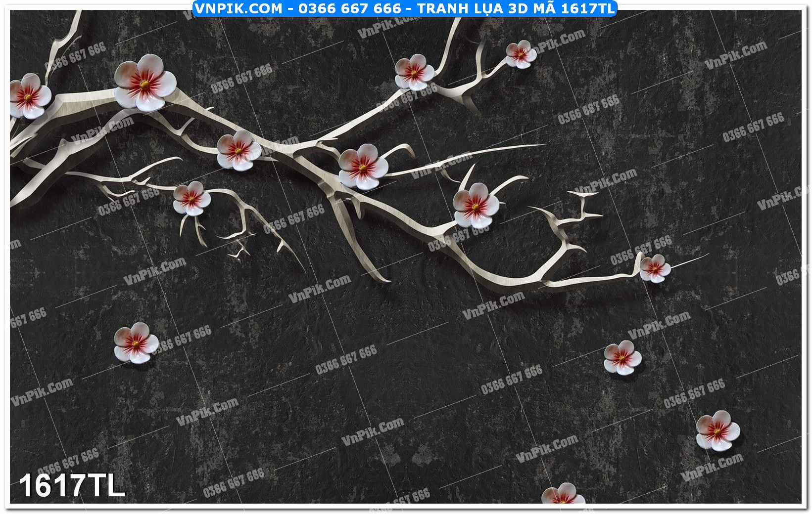 Tranh lụa 3D – Tranh trang trí dán tường 1617TL