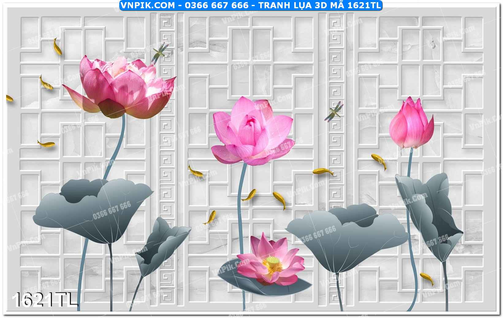 Tranh lụa 3D – Tranh trang trí dán tường 1621TL