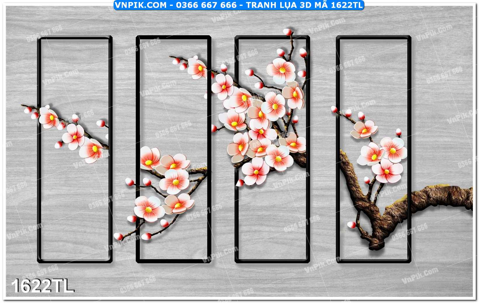 Tranh lụa 3D – Tranh trang trí dán tường 1622TL