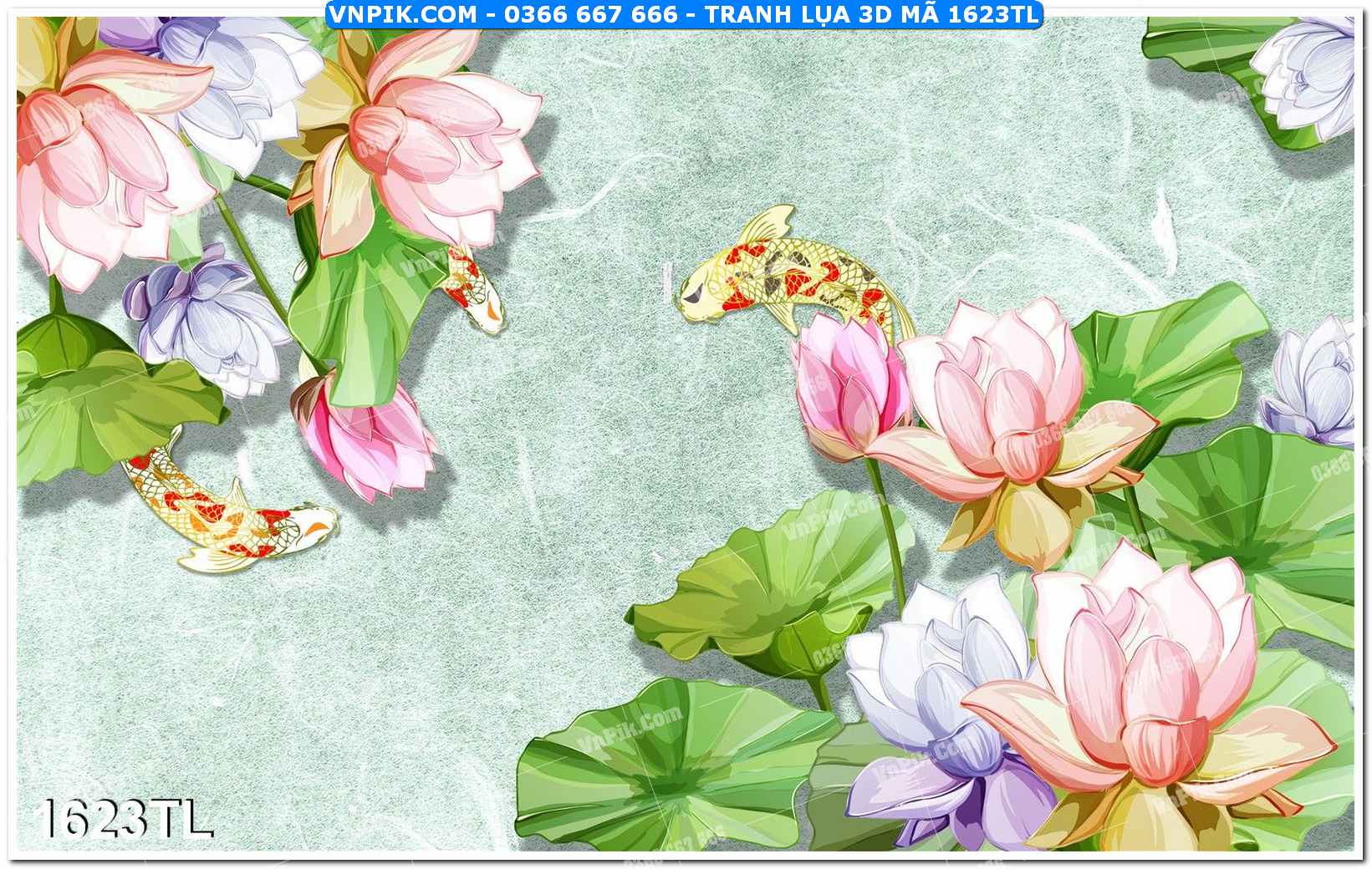 Tranh lụa 3D – Tranh trang trí dán tường 1623TL