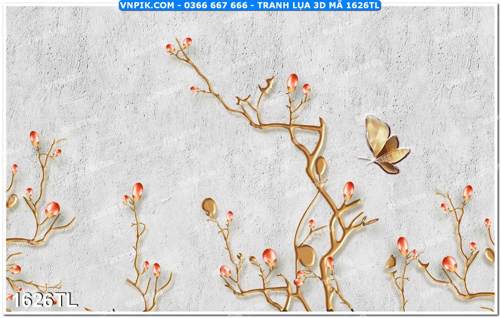 Tranh lụa 3D – Tranh trang trí dán tường 1626TL