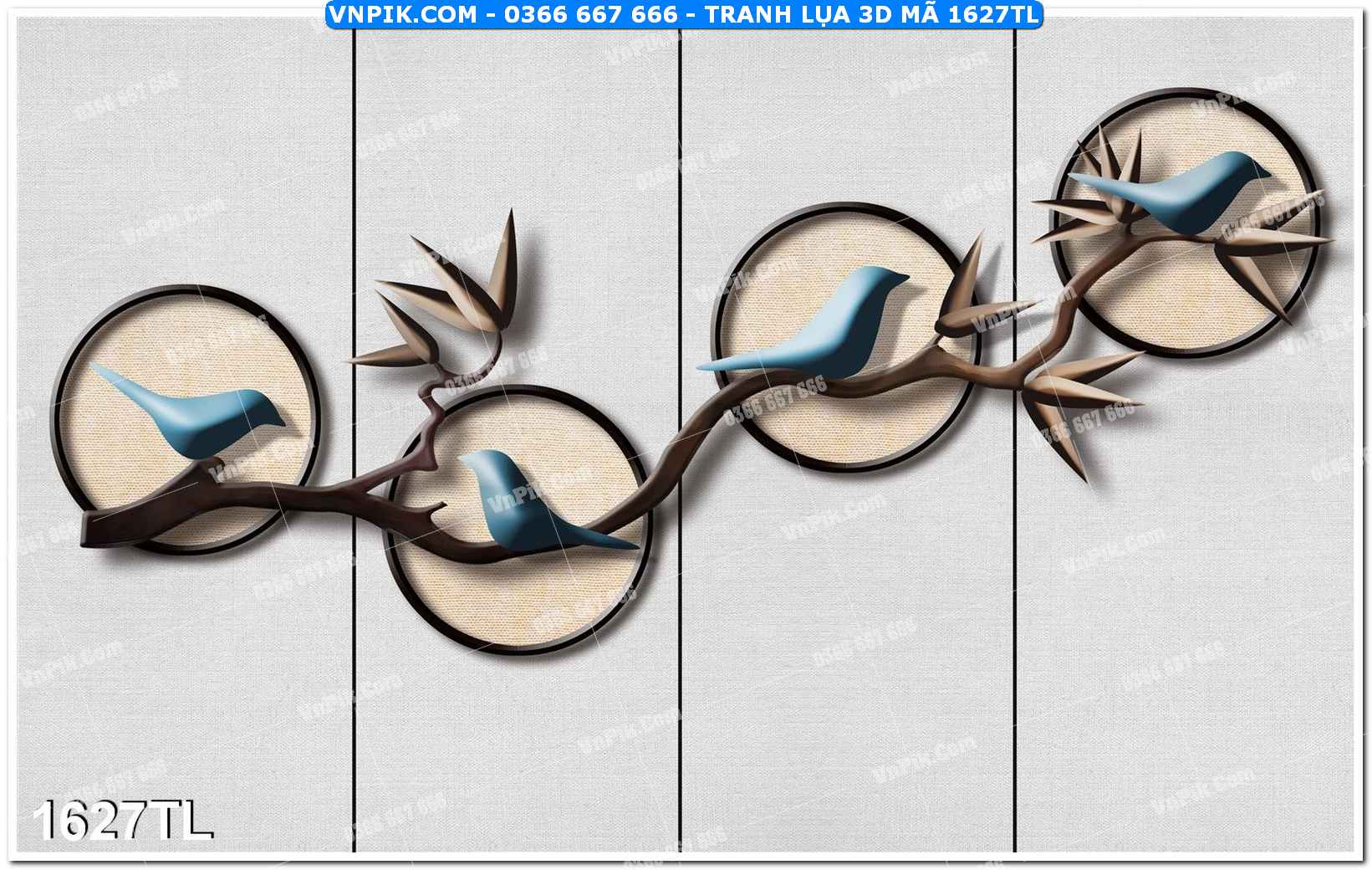 Tranh lụa 3D – Tranh trang trí dán tường 1627TL