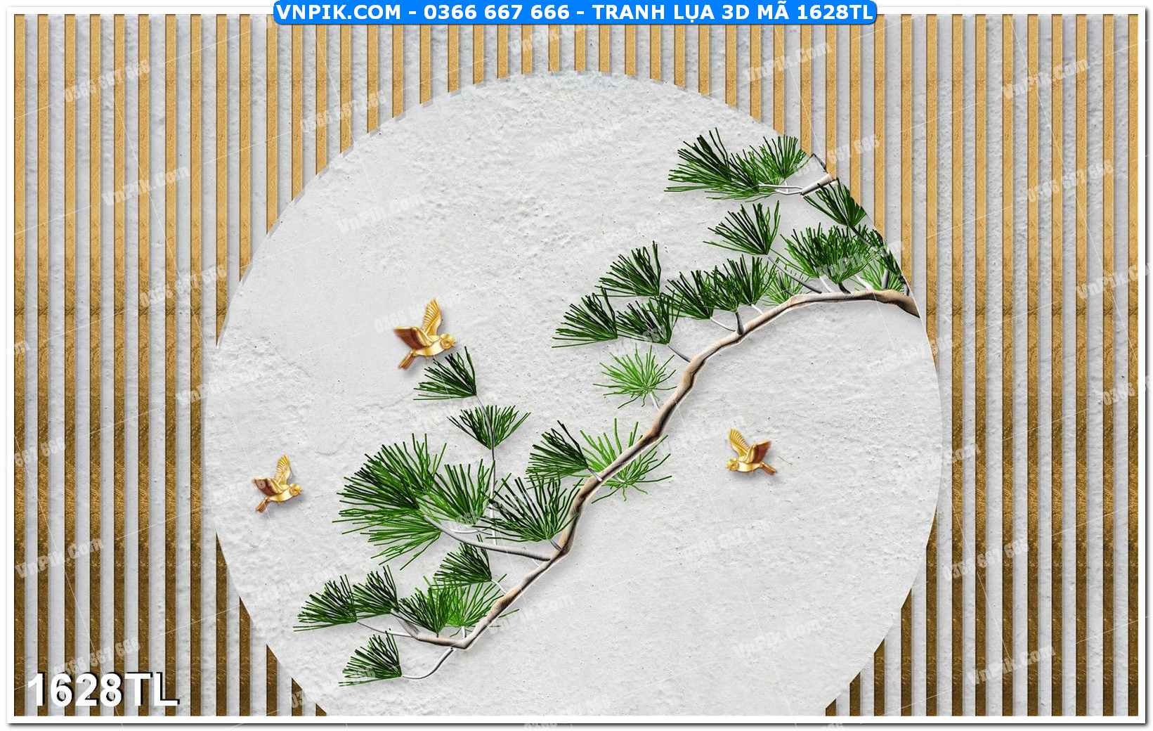 Tranh lụa 3D – Tranh trang trí dán tường 1628TL