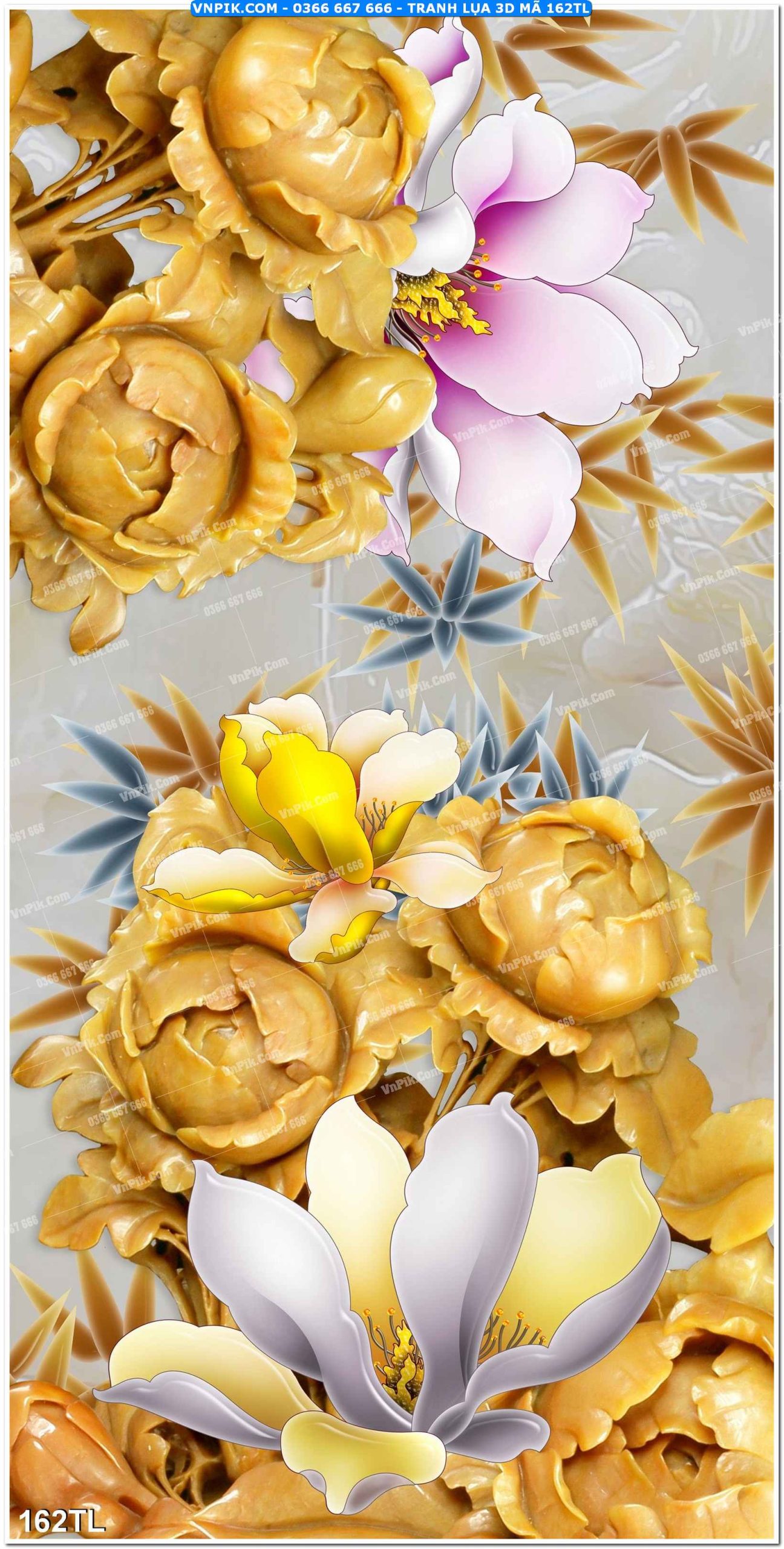 Tranh lụa 3D – Tranh trang trí dán tường 162TL