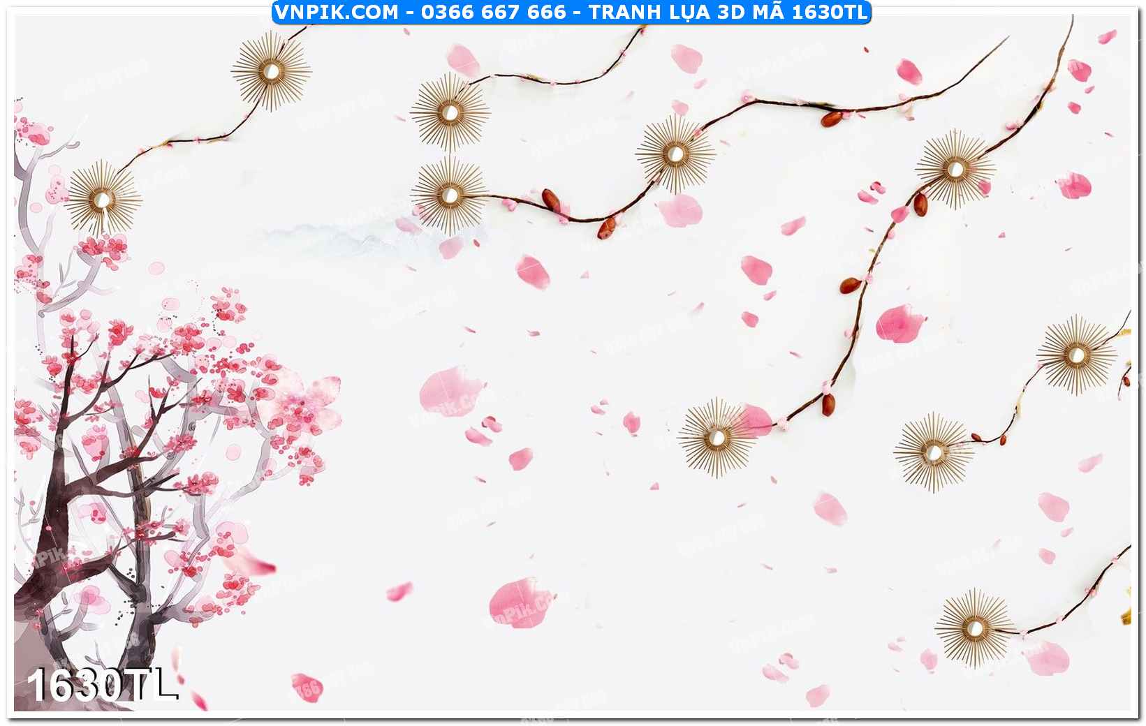 Tranh lụa 3D – Tranh trang trí dán tường 1630TL