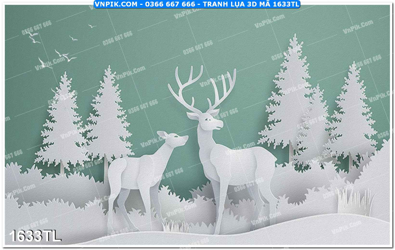 Tranh lụa 3D – Tranh trang trí dán tường 1633TL