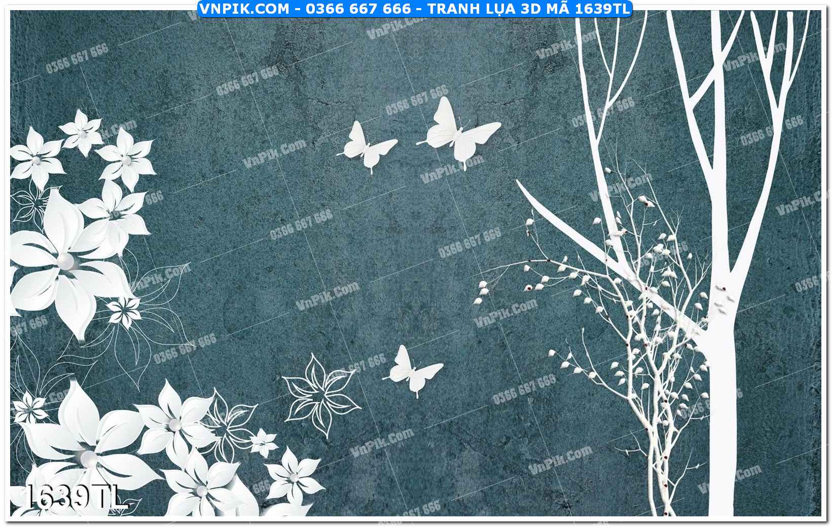 Tranh lụa 3D – Tranh trang trí dán tường 1639TL