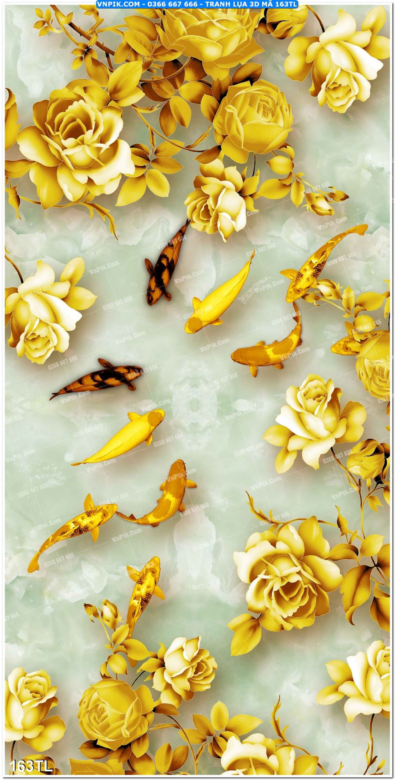 Tranh lụa 3D – Tranh trang trí dán tường 163TL
