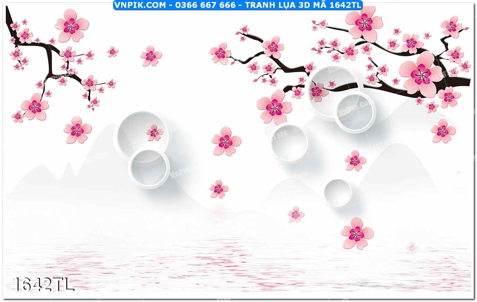 Tranh lụa 3D – Tranh trang trí dán tường 1642TL