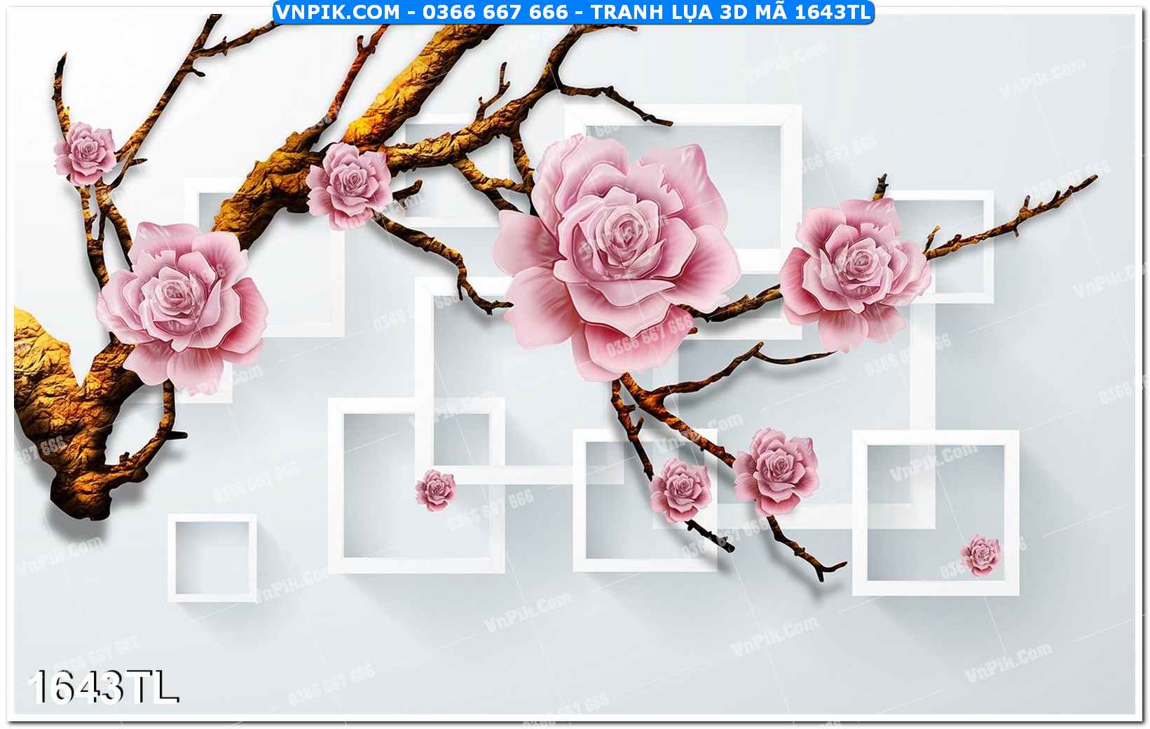 Tranh lụa 3D – Tranh trang trí dán tường 1643TL