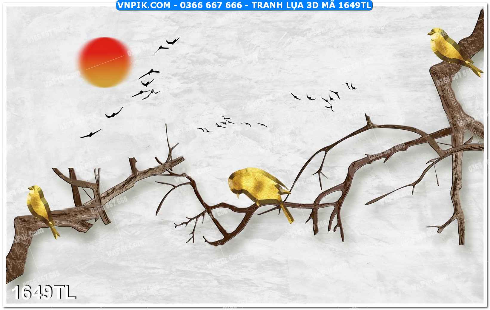 Tranh lụa 3D – Tranh trang trí dán tường 1649TL