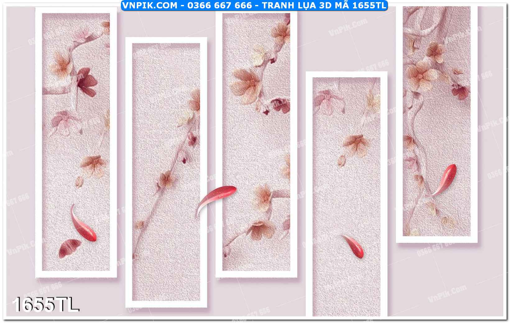 Tranh lụa 3D – Tranh trang trí dán tường 1655TL