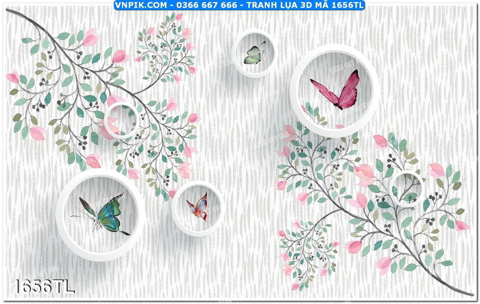 Tranh lụa 3D – Tranh trang trí dán tường 1656TL