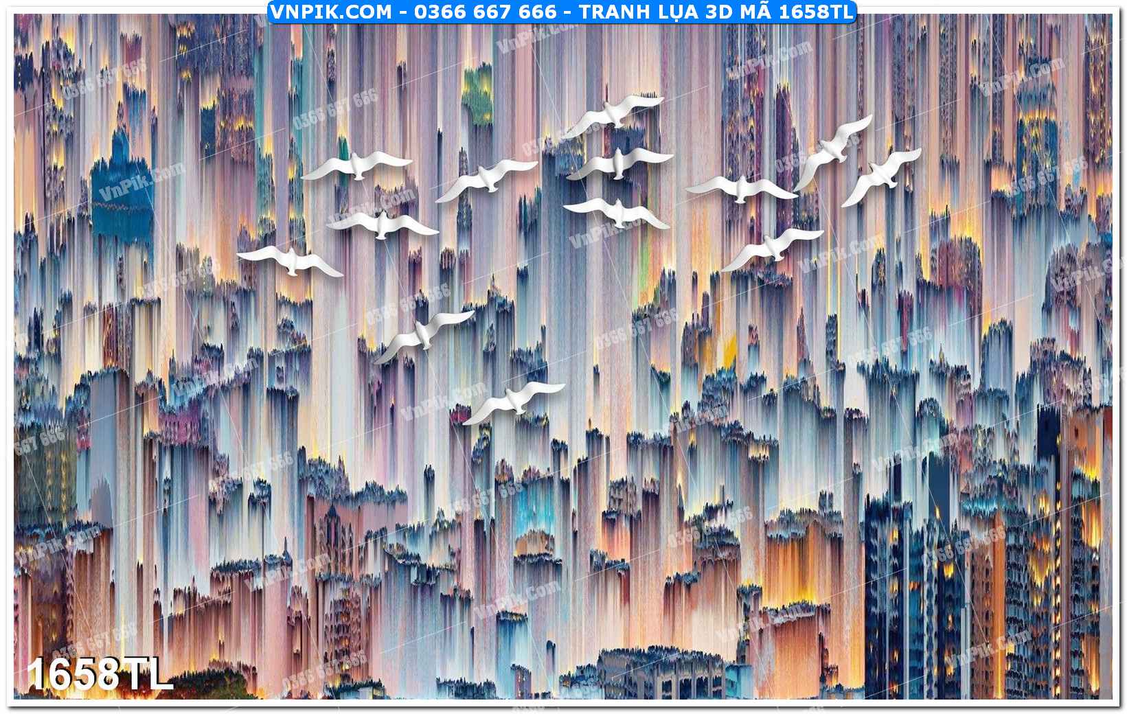 Tranh lụa 3D – Tranh trang trí dán tường 1658TL