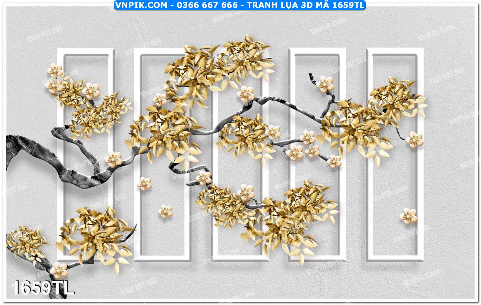 Tranh lụa 3D – Tranh trang trí dán tường 1659TL