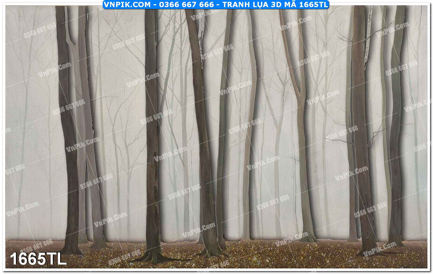 Tranh lụa 3D – Tranh trang trí dán tường 1665TL