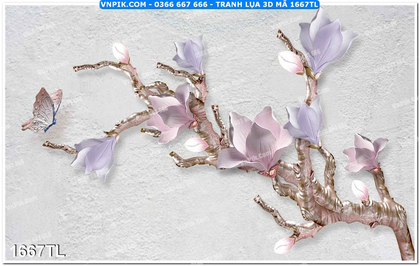 Tranh lụa 3D – Tranh trang trí dán tường 1667TL