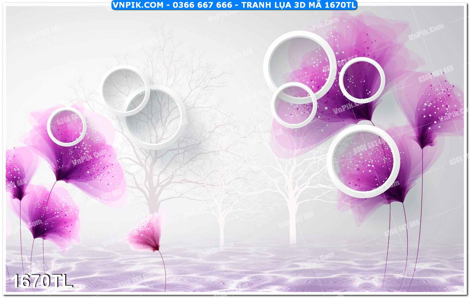 Tranh lụa 3D – Tranh trang trí dán tường 1670TL