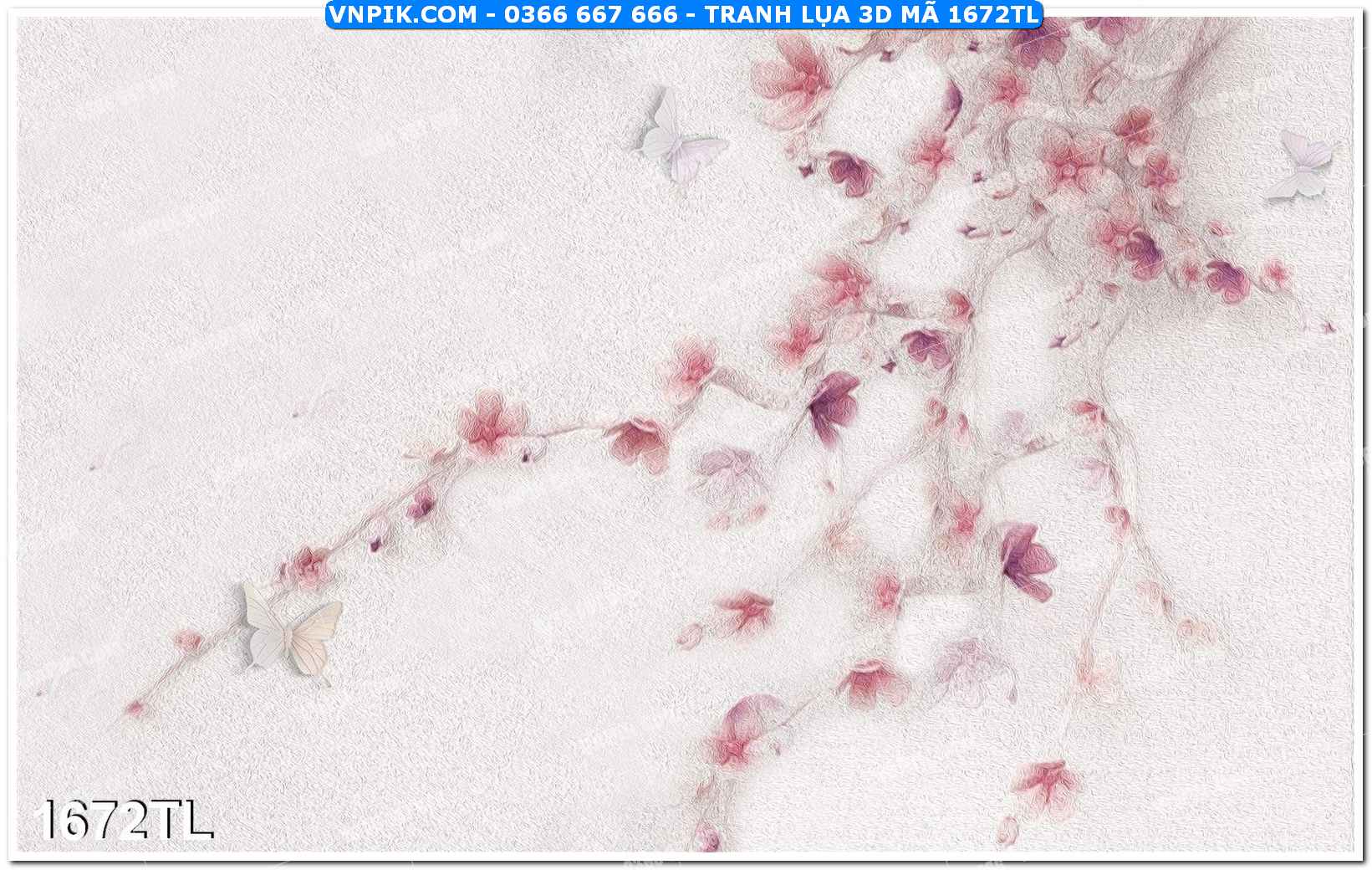 Tranh lụa 3D – Tranh trang trí dán tường 1672TL