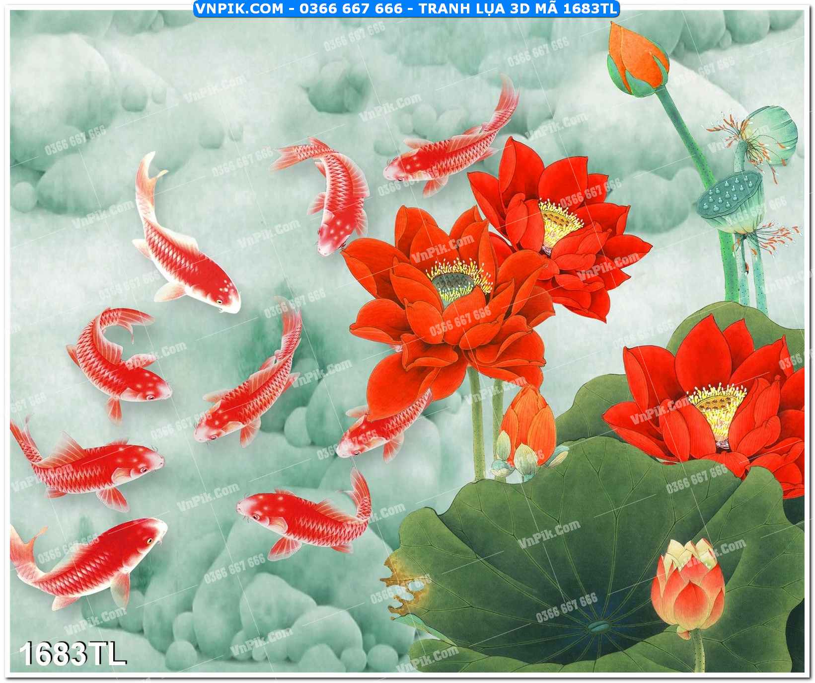 Tranh lụa 3D – Tranh trang trí dán tường 1683TL