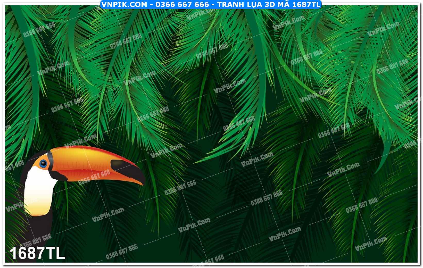 Tranh lụa 3D – Tranh trang trí dán tường 1687TL