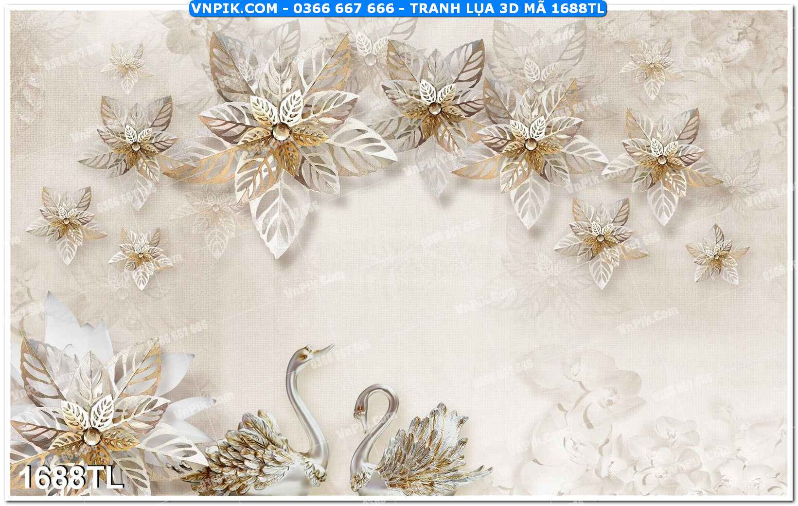 Tranh lụa 3D – Tranh trang trí dán tường 1688TL