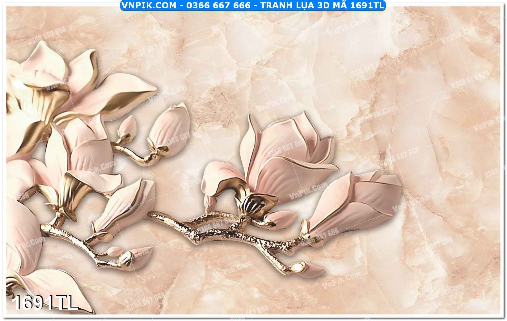 Tranh lụa 3D – Tranh trang trí dán tường 1691TL