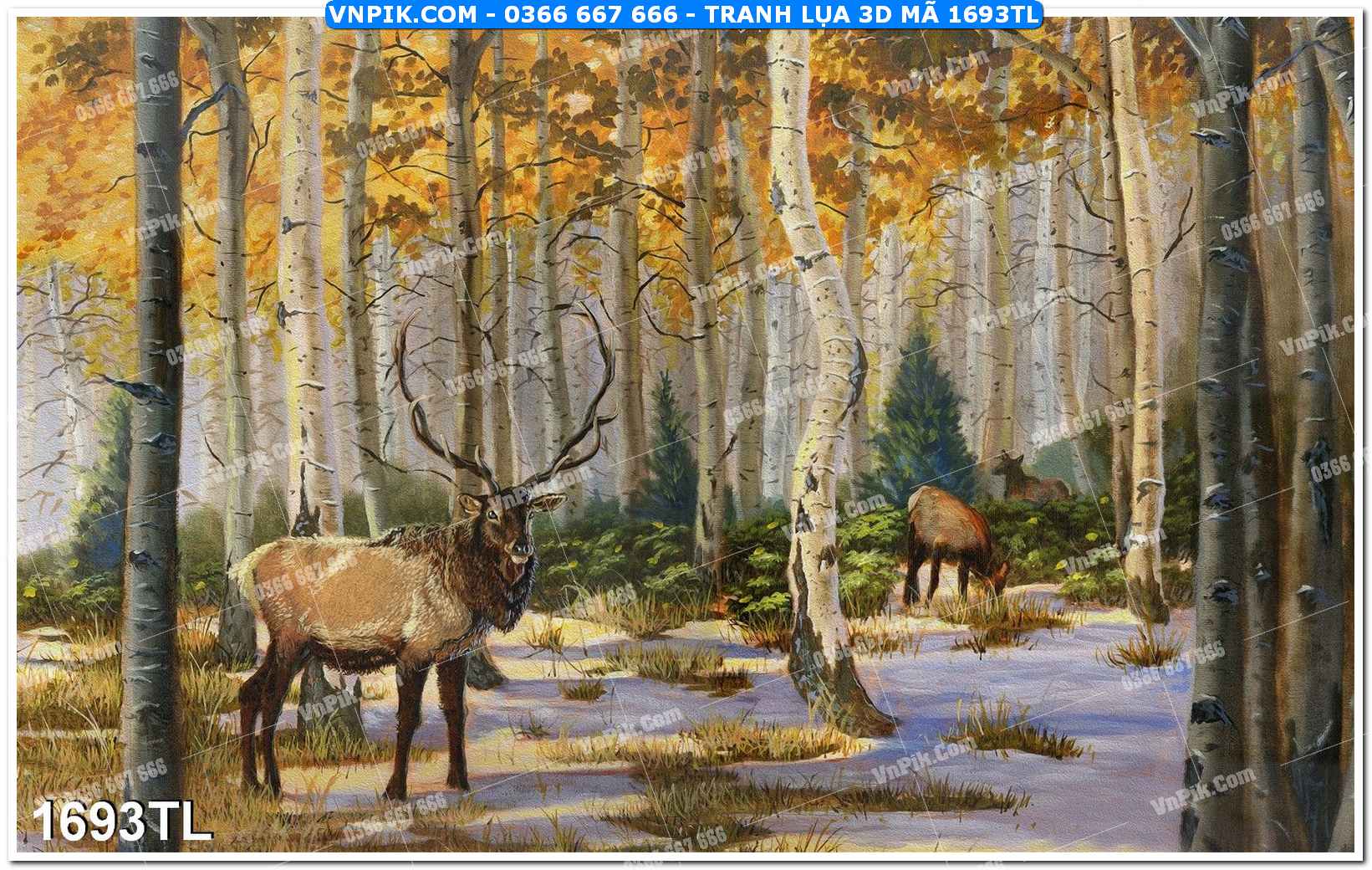 Tranh lụa 3D – Tranh trang trí dán tường 1693TL