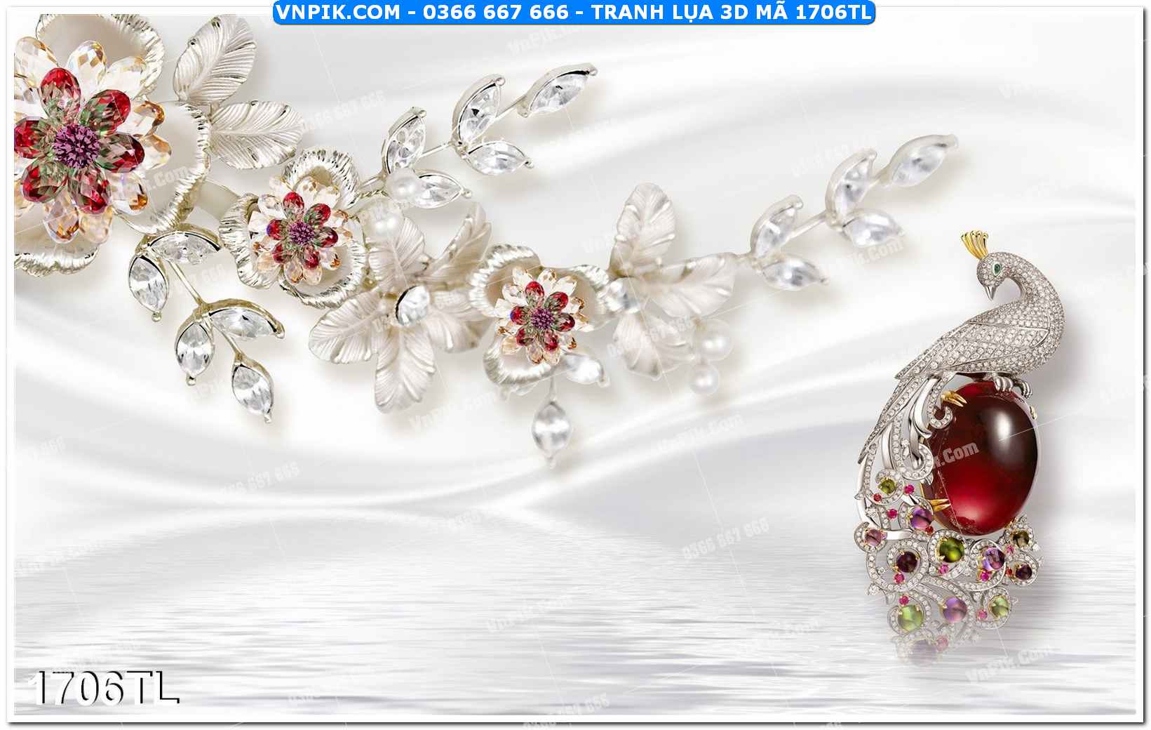 Tranh lụa 3D – Tranh trang trí dán tường 1706TL