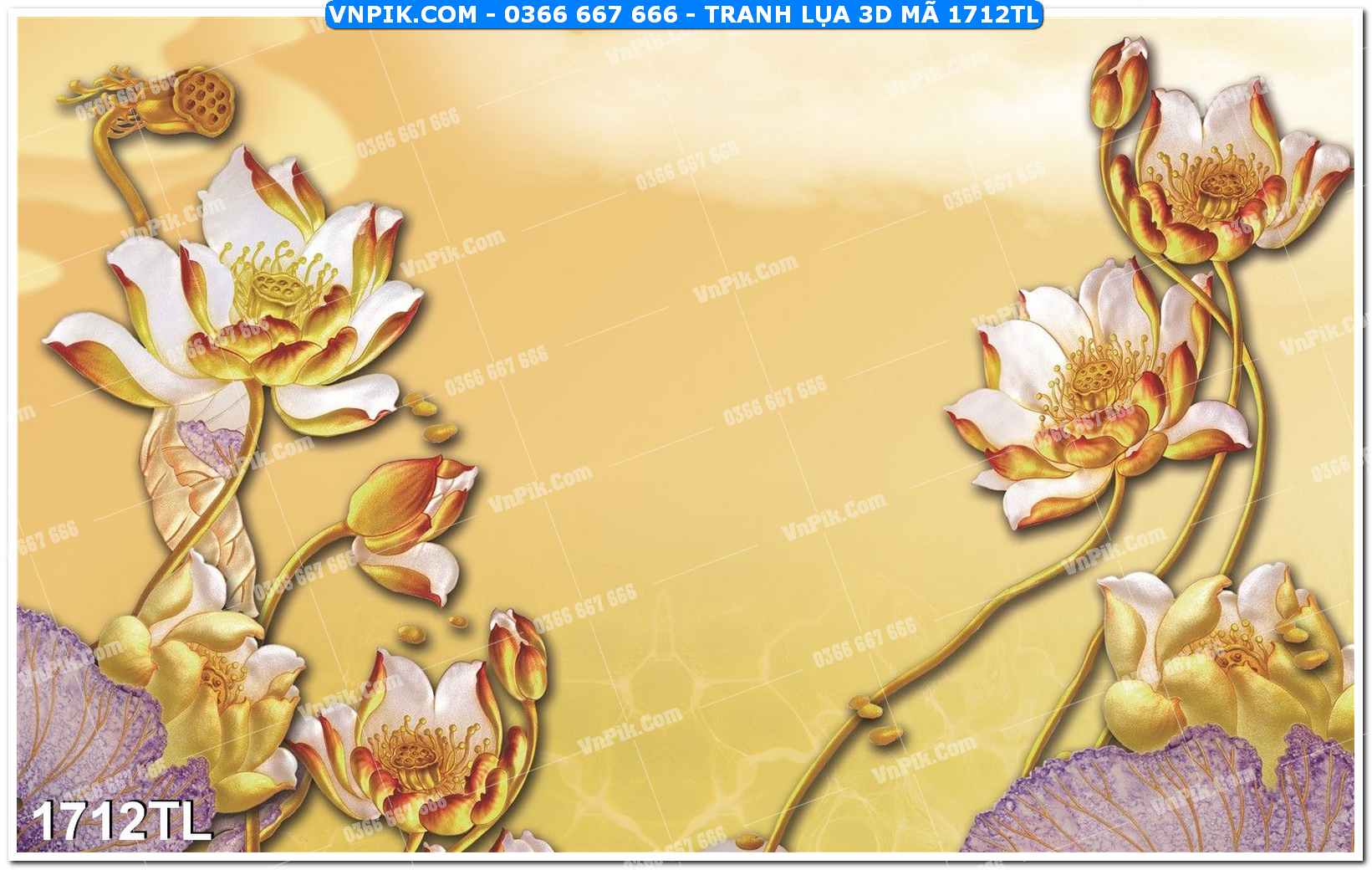 Tranh lụa 3D – Tranh trang trí dán tường 1712TL