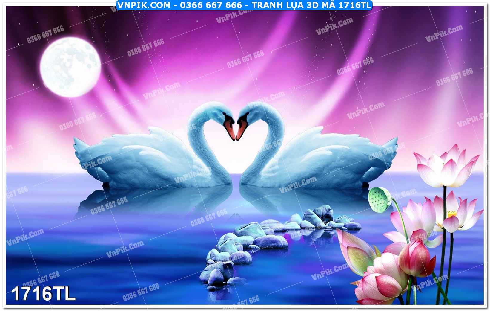 Tranh lụa 3D – Tranh trang trí dán tường 1716TL