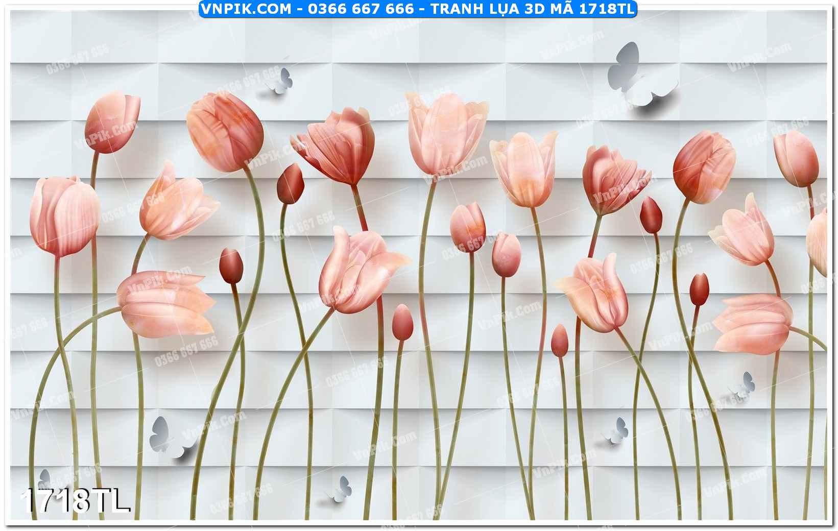 Tranh lụa 3D – Tranh trang trí dán tường 1718TL